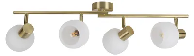 Produktbild von Deckenleuchten - 4er Spot Wand-/Deckenleuchte "LEARTA" L: 70cm, Deckenlampe im Retro Style, aus Metall und Glas in messingmatt, 70 x 10 x 18,5 cm, E14-Fassung