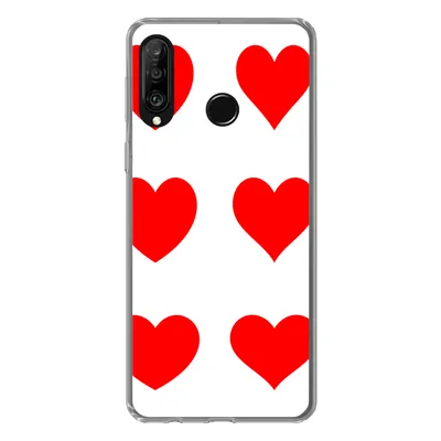Produktbild von MuchoWow® Handyhülle Schutzhülle Hülle für Huawei P30 Lite Eine Illustration mit neun roten Herzen Silikon Softcase Handy Hülle - Handyhülle