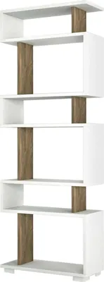 Produktbild von Bücherregal Dpeeter, Büroregal, Mobiler Buchhalter, Bücherbrett, 60x20h165 cm, Weiß und Walnuss