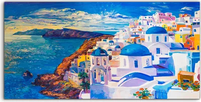 Produktbild von Coloray Acrylbild 100x50  Wandbild Acrylbilder Malerei im farbenfrohen Griechenland