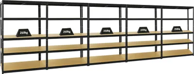 Produktbild von Mega Deal | 5x Schwerlastregal Big Elephant M | HxBxT 180x120x60 cm | Fachlast 250kg | Schwarz
