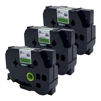 Produktbild von DULA Etikettenband - Kompatibel mit Brother P-Touch Tze-751 - 3 Stück - Schwarz auf grün - 24mm x 8m
