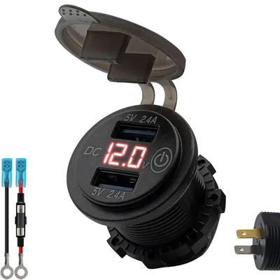 Produktbild von ProRide 12V USB-Steckdose 2 Ports 5V/2,4A Schalter Voltmeter Rot