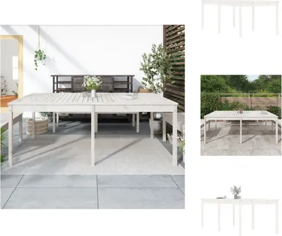 Obrázek produktu pro vidaXL Zahradní stůl bílý 203,5x100x76 cm z masivního borovicového dřeva - Zahradní stoly