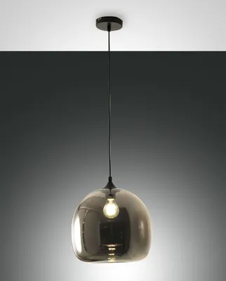 Produktbild von Maia Pendelleuchte aus Metall und mundgeblasenem Glas in Rauchglasoptik, Ø 310 mm, E27, 60 W, IP20 - Modernes Design für die Innenbeleuchtung