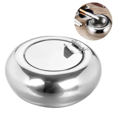 Produktbild von Innen- und Außenascher Edelstahl mit Deckelascher mit Aschenbecher mit Klappdeckel Windaschenbecher großer Windaschenbecher