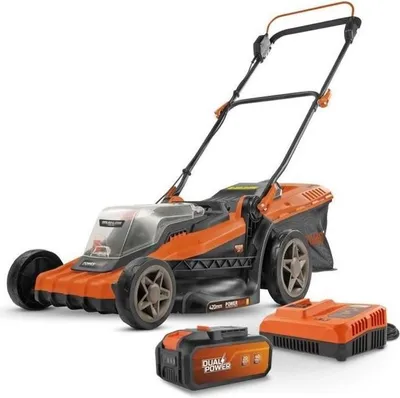 Immagine prodotto di Tosaerba a batteria, 40 V Dual Power, larghezza di taglio 420 mm, cesto di raccolta 50 l, motore brushless, incl. batteria e caricabatteria