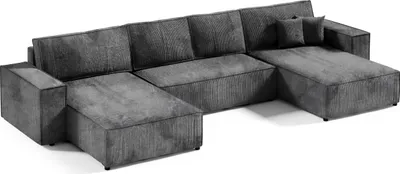 Produktbild von KEF Ecksofa Porto – U-Form – 398x85x185 cm – Mit Schlaffunktion – Liegefläche 140x344 cm – Mit Bettkasten – Wellenfedern und Schaumstoff - Poso 34