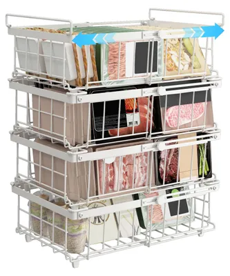 Produktbild von Gefrierkorb Organizer Weiß - 4 Stück - Mit Griff - 27x17x32 cm