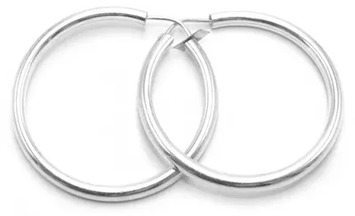 Produktbild von Vintageparts Creolen 925 Silber rund 34mm mit Steckverschluss (2 Stück)