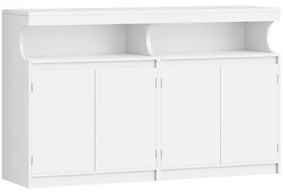 Produktbild von Sideboard – Anrichte – Aufbewahrungsschrank – Buffet – Schrank mit Türen – Weißes MDF – 5 verstellbare Einlegeböden
