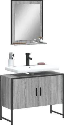 Immagine prodotto di Maison Exclusive - Set di mobili da bagno 2 pezzi grigio Sonoma in materiale ligneo