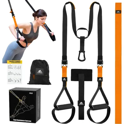 Produktbild von Schlingentrainer Suspension Trainer Fitnessband - Verstellbar - 300 kg belastbar - Schwarz - Für Zuhause und unterwegs