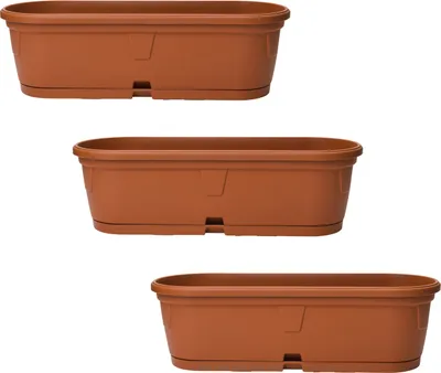 Produktbild von 3x Blumenkasten länglich 50cm rotbraun