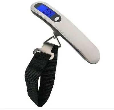 Immagine prodotto di Bilancia da viaggio elettronica con display - portatile - bilancia di precisione - set da viaggio - in acciaio - bilancia a sospensione