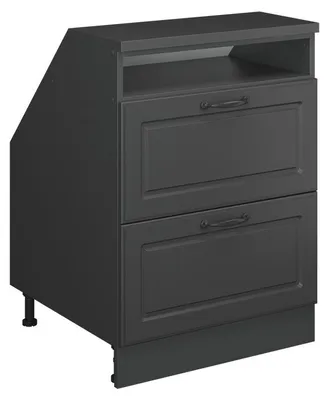 Produktbild von Küchenschrank für Dachschrägen Vicco R-Line Anthrazit Landhaus 60 cm mit 2 Schubladen, Schrankkorpus 60 cm Tiefe, Model 60457