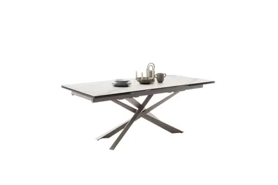 Produktbild von Esstisch Tesero | creme / Edelstahl | ausziehbar | 200(300) x 95