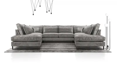 Image de AX LIVING Canapé gris clair Castellio Salon en forme de U XXL