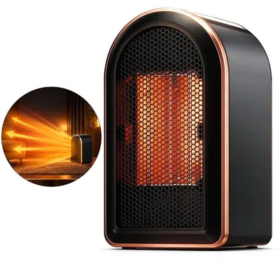 Produktbild von Keramik Heizlüfter 1800 W, elektrischer Heizlüfter mit PTC-Heizung, 2 Heizstufen 1200/1800 W, ECO-Modus, Überhitzungsschutz und Kippschutz, Schwarz