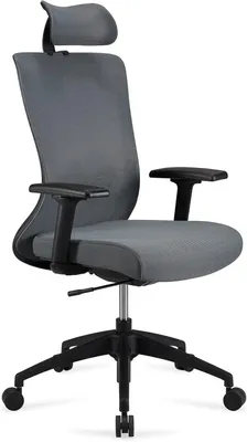 Imagen del producto de Silla de oficina ergonómica - Silla de director con respaldo alto - Reposacabezas y reposabrazos ajustables - Gris