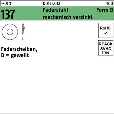 Produktbild von Reyher  Federscheiben DIN 137 Federst. B 27 mech Zn (100 Stück)