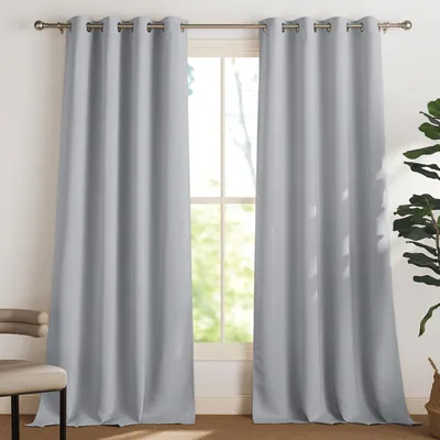 Productafbeelding van Verduisterende gordijnen met thermische isolatie - set van 2 - 350 x 140 cm - grijs