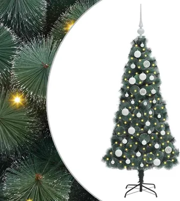Produktbild von vidaXL Künstlicher vorbeleuchteter Weihnachtsbaum mit Kugelset 120 cm