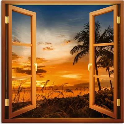 Produktbild von ARTland Leinwandbild Malerischen Sonnenuntergang Größe: 100x100 cm