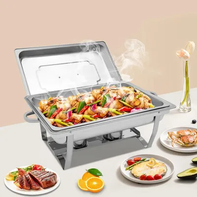 Obrázek produktu pro Ohřívač pokrmů – Chafing Dish – 9 l nerezová ocel – Profi – Buffet & Catering – černý