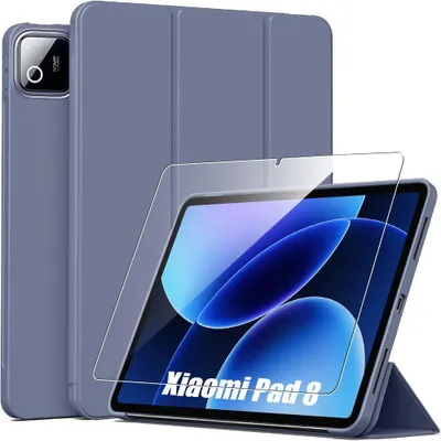 Image de Coque + Verre Trempé pour Xiaomi Pad 8 / 8 Pro - Anti-Rayures avec Support Veille-Réveil - Violet
