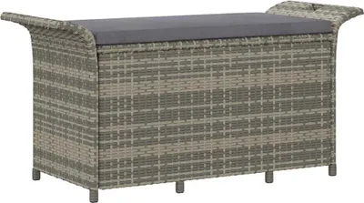 Obrázok produktu pre vidaXL Záhradná lavica s vankúšom sivá 116x46x57 cm Poly ratan