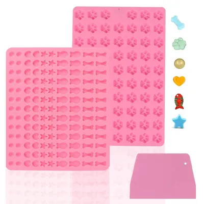 Produktbild von 2 Stück Silikon Backmatte Hundekekse, 134 Löcher, Antihaftend, mit Teigschaber