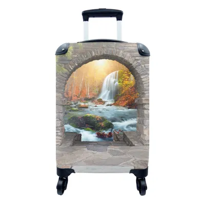 Produktbild von MuchoWow® Koffer Handgepäck Trolley Rollkoffer Kleine Reisekoffer mit 4 Rollen - Aussicht - Wasserfall - Herbst - Landschaft - Cabin Size < 55x40x23 cm & 55x40x20 cm - Fotokoffer - Kabinenkoffer - Boardgepäck - Reise-Box - Reisekoffer - Reisegepäck - Koffer mit Bild - Trolley für Kinder