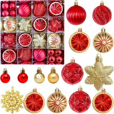 Immagine prodotto di Set di palline natalizie in plastica, 44 pezzi, da 3 a 6 cm, decorazioni per l'albero di Natale