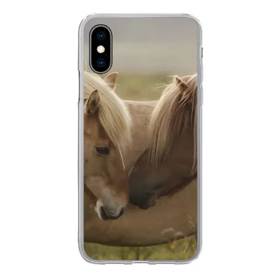 Produktbild von MuchoWow® Handyhülle Schutzhülle Hülle für iPhone X Pferde - Gras - Braun Silikon Softcase Handy Hülle - Handyhülle