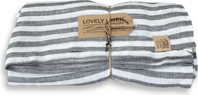 Produktbild von Lovely Linen Linen Misty Tischdecke Leinen edge dark grey 145x380cm (1 Stück)