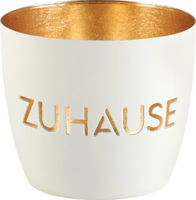 Produktbild von Gift Company Madras Windlicht M Zuhause weiß/gold 8,5cm