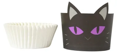 Produktbild von PME Halloween Kartonbackformen mit Cupcake-Förmchen - Schwarze Katze (12er-Set)