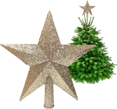 Produktbild von Christbaumspitze - Champagner Glitzerstern 20 cm