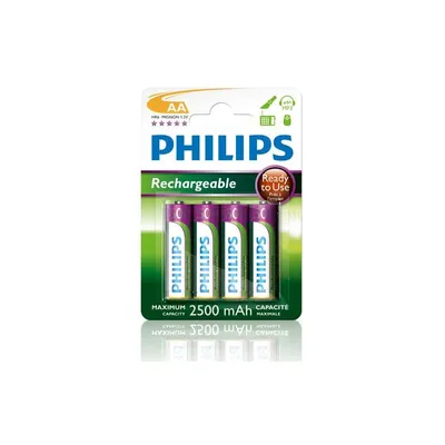 Produktbild von Philips Rechargeables Akku R6B4RTU25/10, Wiederaufladbarer Akku, AA, Nickel-Metallhydrid (NiMH), 1,2 V, 2500 mAh, Cd (cadmium), Hg (Quecksilber)