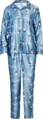 Produktbild von Winnie the Pooh - Schlafanzug mit langer Hose für Mädchen, Satin, Gerades Bein TC833 (158-164) (Blau)