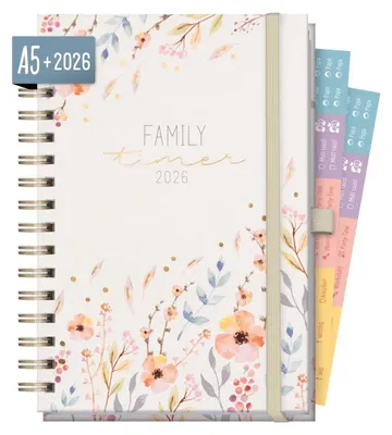Produktbild von Family-Timer 2026 Deluxe / A5+ / Sweet Flowers / Häfft-Verlag