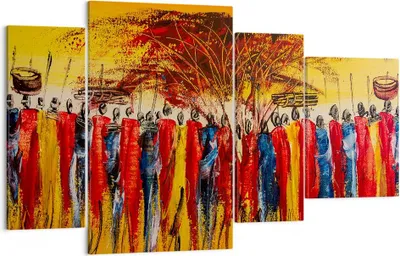 Produktbild von Bild auf Leinwand - Leinwandbild - Afrika Stamm - 120x70cm - Wand Bild - Wanddeko - Wandbilder - Leinwanddruck - Bilder - Kunstdruck - Wanddekoration - Leinwand bilder - Wandkunst - DL120x70-3752