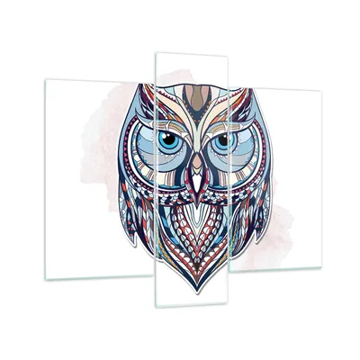 Produktbild von Bilder auf glas - Owl aztekische Tierwelt Grafik - 95x80cm - Glasbilder - Wandbilder - Kunstdruck - zum Aufhängen bereit - Wanddekoration aus Glas - Glas Bilder - Wandbild auf Glas - GCB95x80-3086