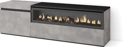 Produktbild von TV-Schrank, Lowboard, 150x35x45cm, Für TV-Geräte bis zu 65", Elektrokamin, Zementgrau
