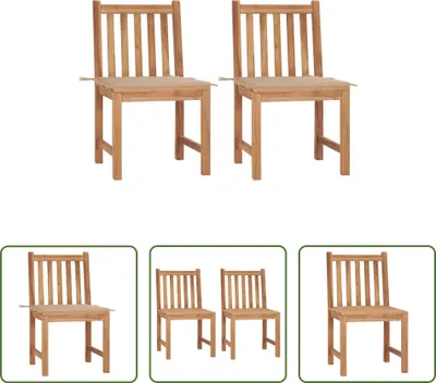 Produktbild von The Living Store Gartenstühle 2 Stk. mit Kissen Massivholz Teak