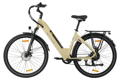 Image de Vélo électrique 71 cm - Vélo de ville - Batterie amovible 36 V 18 Ah - Moteur sans balais 250 W - Autonomie de plus de 60 km - Vitesse maximale de 25 km/h - Cadre léger en aluminium - Deux places - Jaune