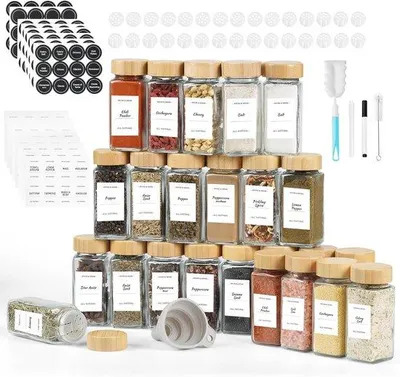 Produktbild von Famanu Gewürzgläser Set 120 ml mit Holzdeckel - 24 Stück