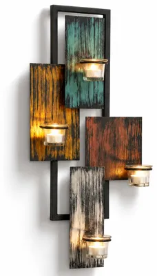 Image de DanDiBo Bougeoir mural Abstrait Métal Mural Noir 61 cm Bougeoir Bougie murale Bougeoir mural