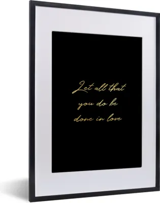 Produktbild von MuchoWow® Gerahmtes Poster Zitate - Liebe - Gold - Schwarz 30x40 cm - Poster mit Schwarzem Bilderrahmen Wandposter Rahmen Foto Bilder - Wandposter Schlafzimmer